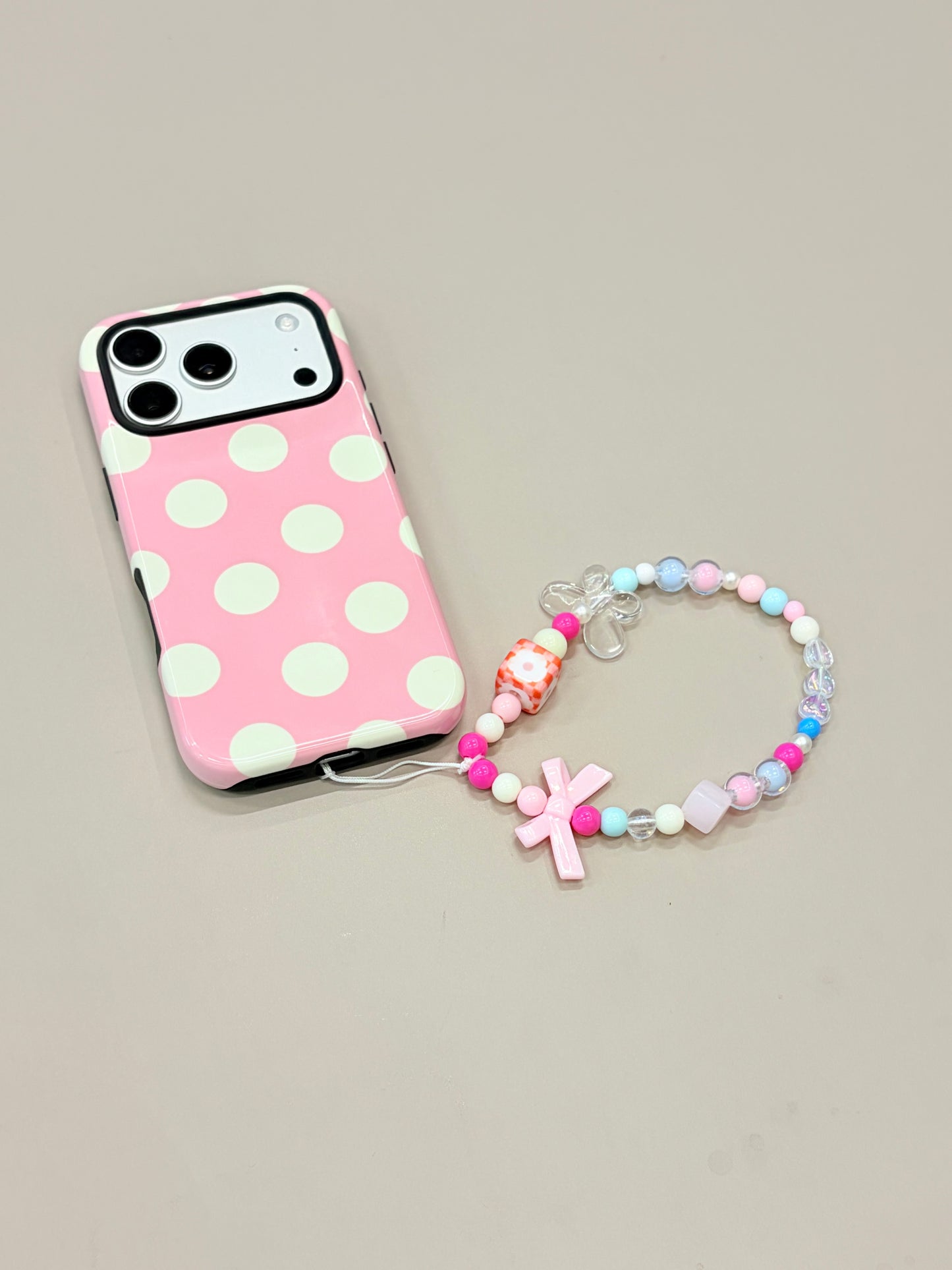 Handmade butterfly charm phone strap with plastic clasp