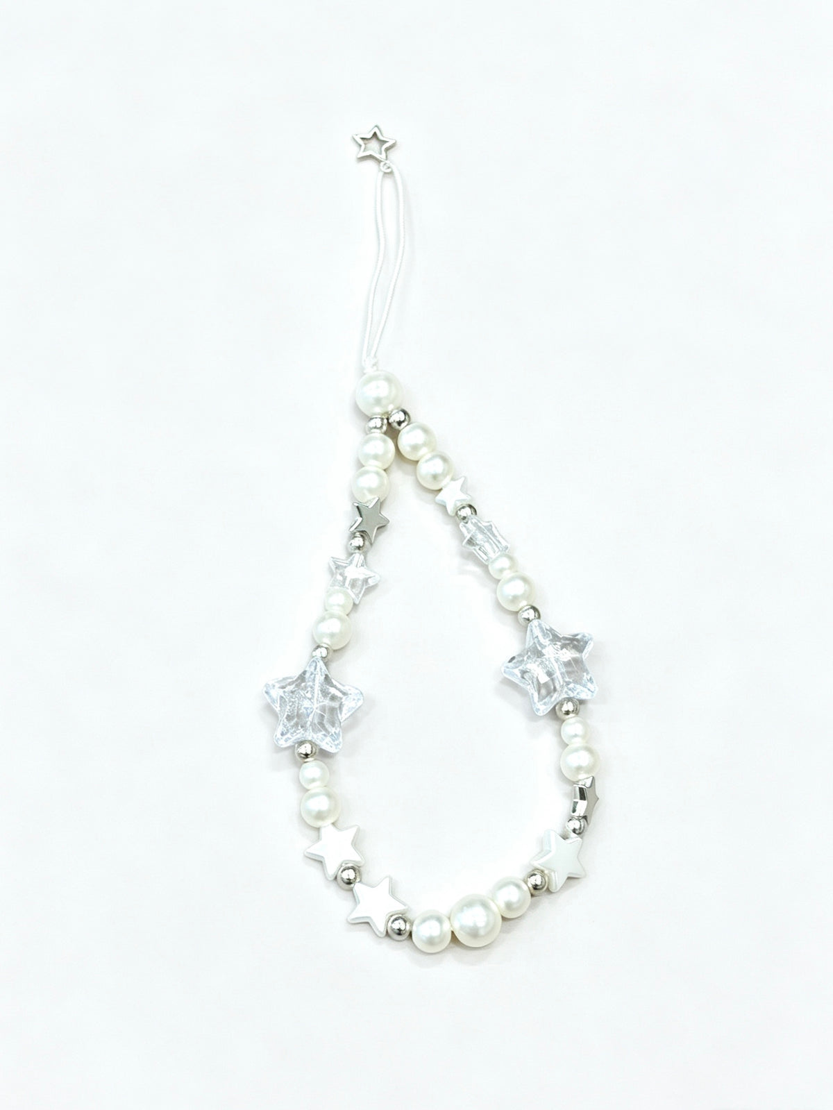 Handmade pearl star phone strap with decorative beads