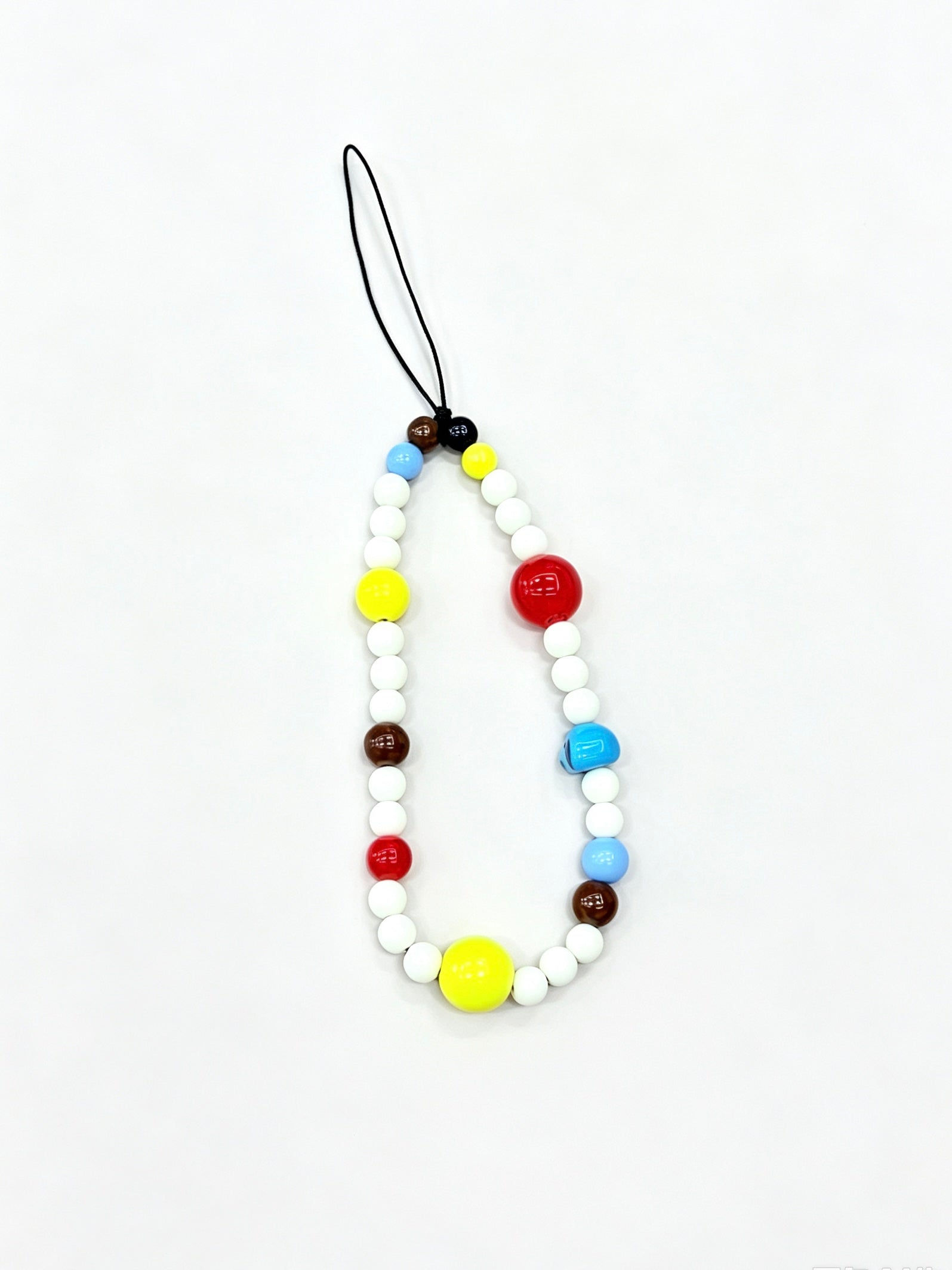Close-up detail of handmade bead phone strap
