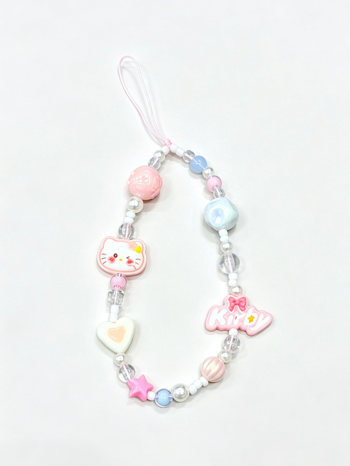 Handmade heart butterfly phone strap with plastic clasp