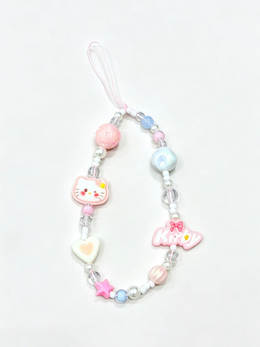 Handmade heart butterfly phone strap with plastic clasp