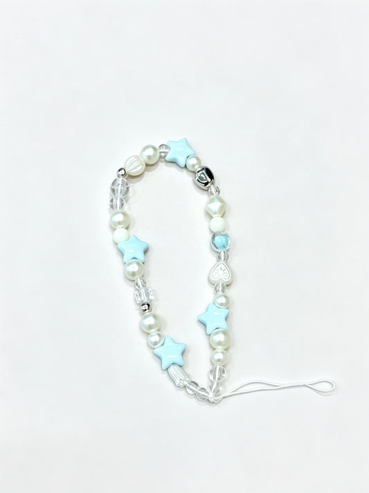 Handmade star beaded phone strap with plastic clasp