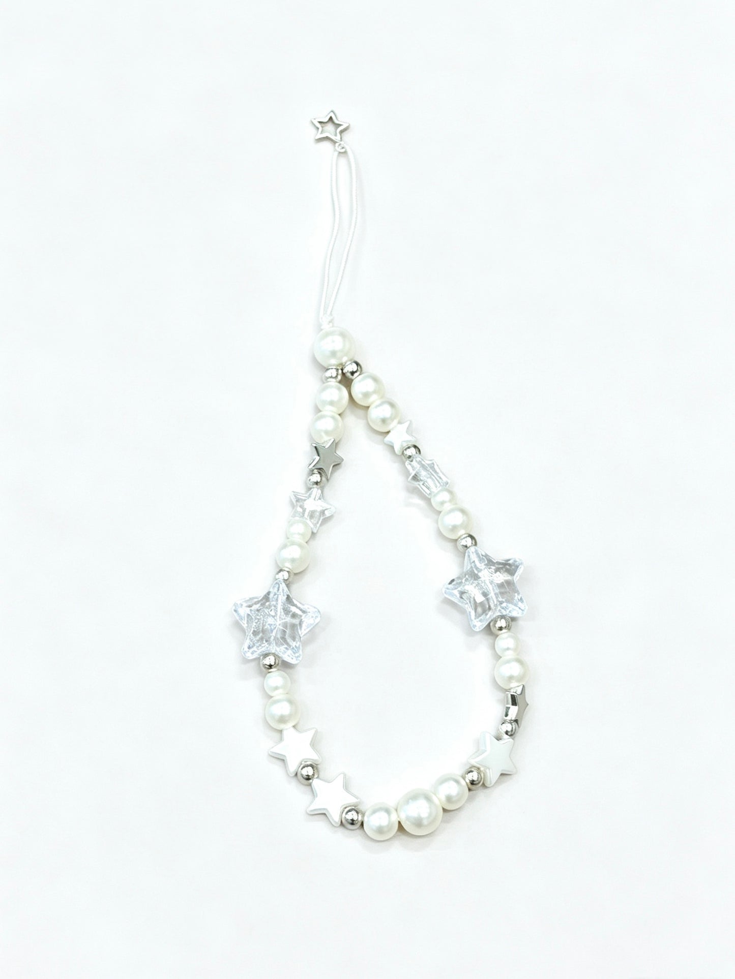 Handmade pearl star phone strap with decorative beads