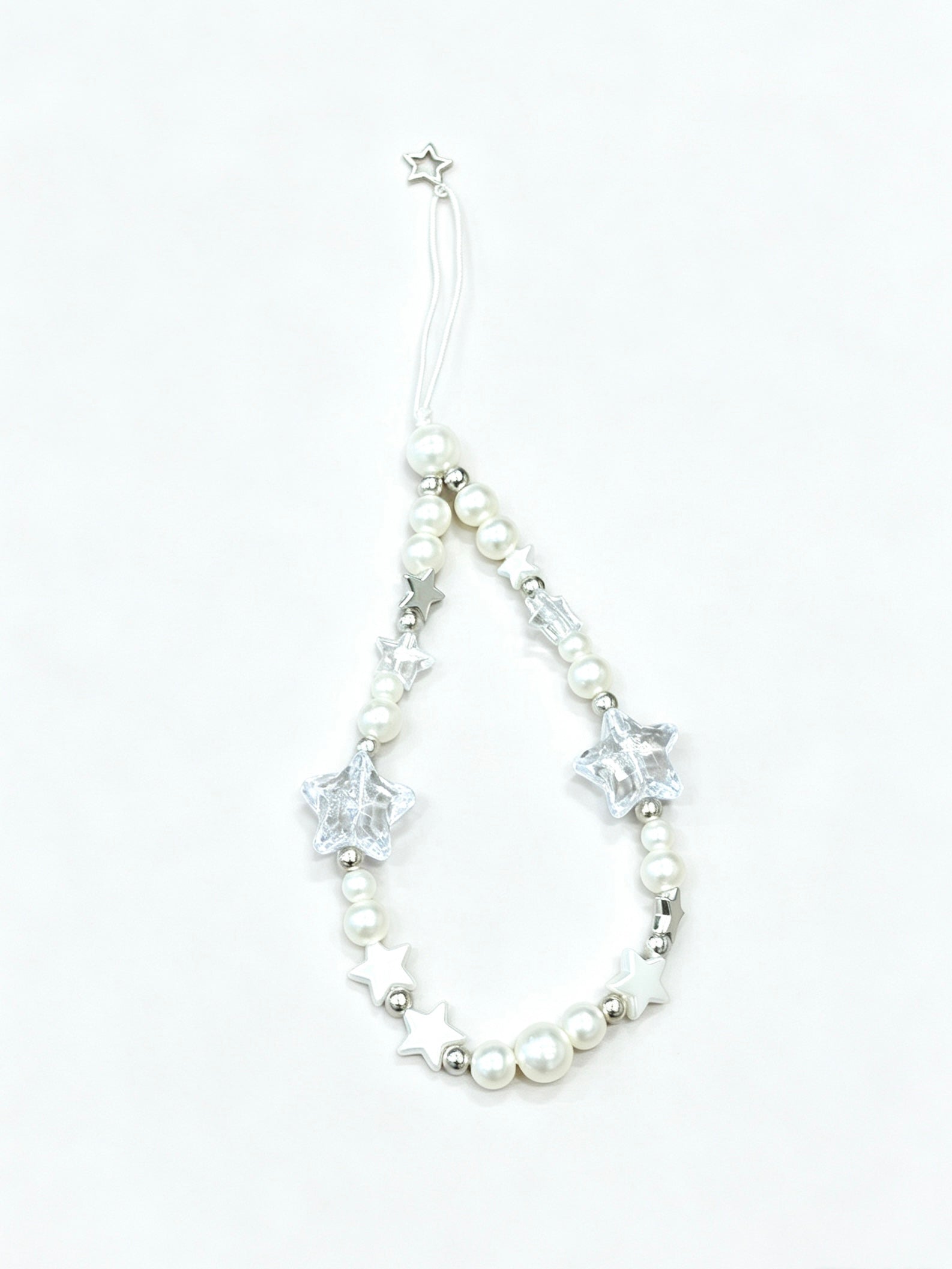 Handmade pearl star phone strap with decorative beads