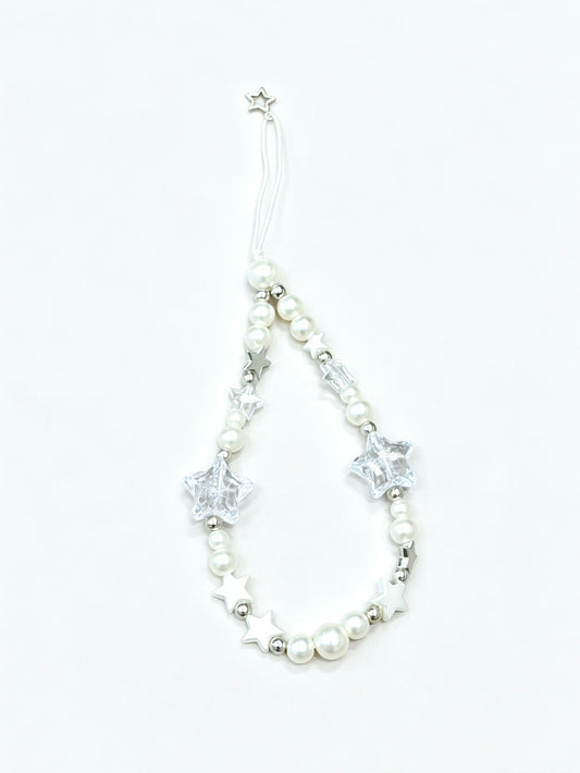 Handmade pearl star phone strap with decorative beads