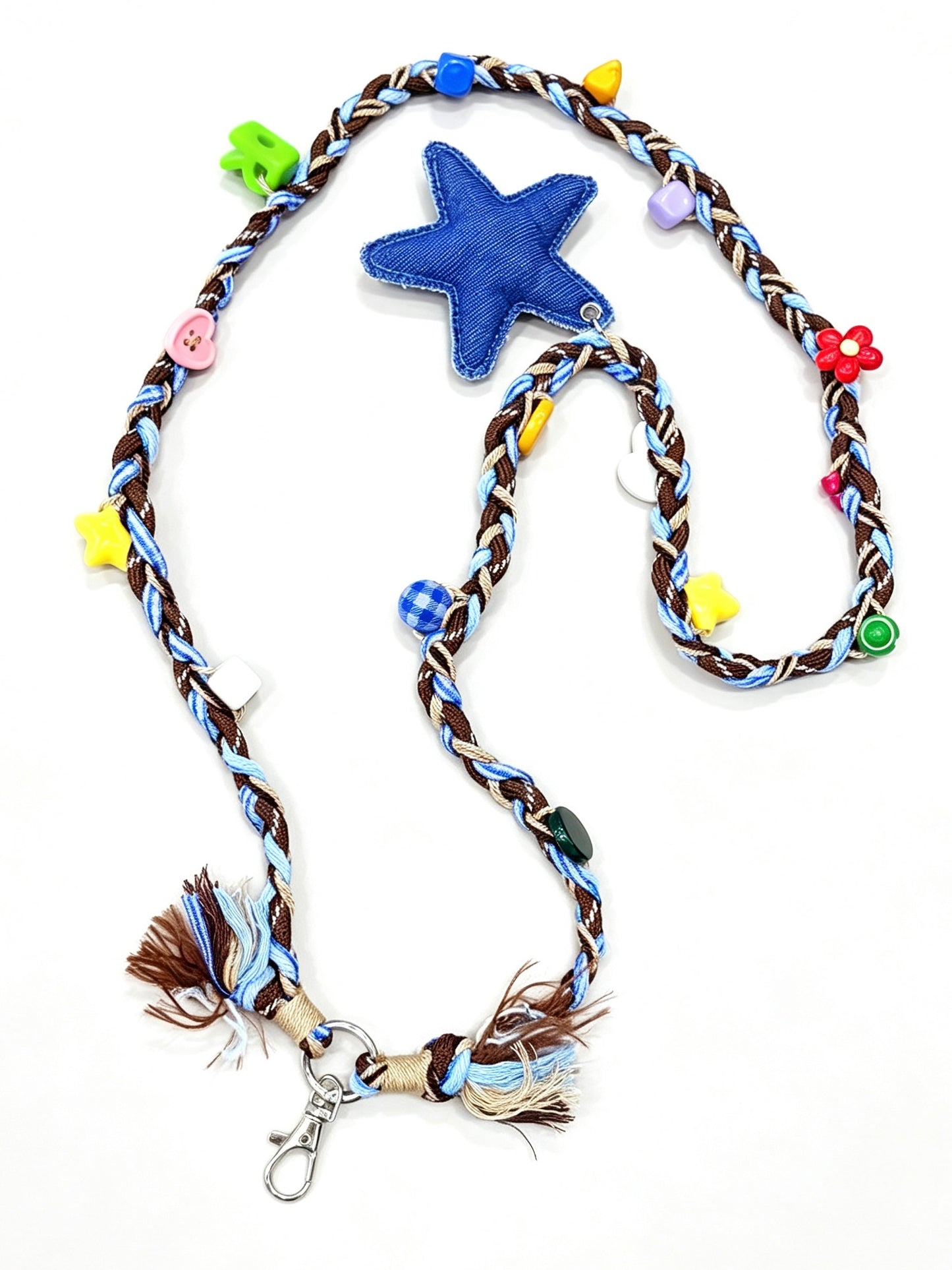Star beaded phone strap with five-point star decoration