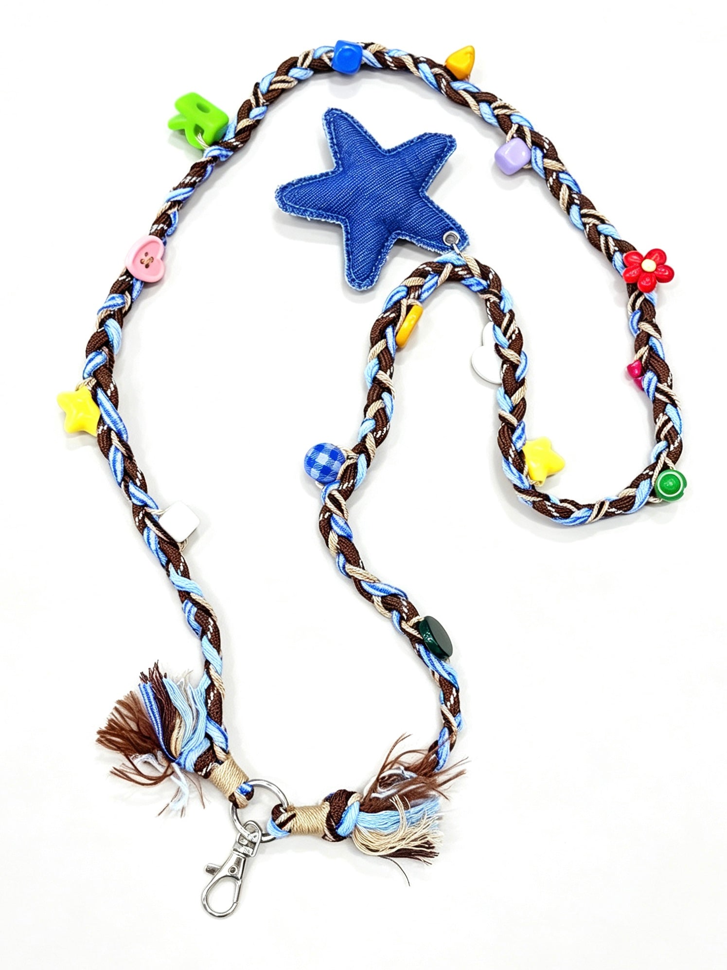 Star beaded phone strap with five-point star decoration